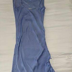 Baby blue satiny slip dress adjustable hem length SZm